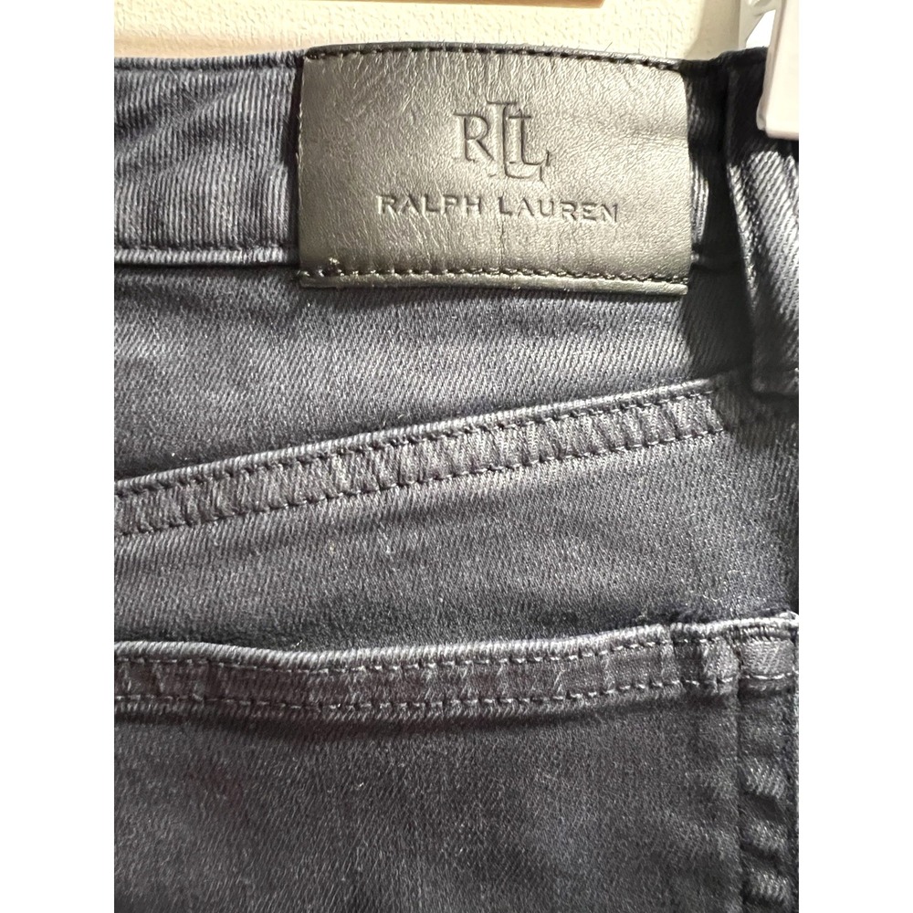 Lauren Ralph Lauren Womens Dark Blue Waxed Straight Stretch Jeans Size 8 - Picture 6 of 7